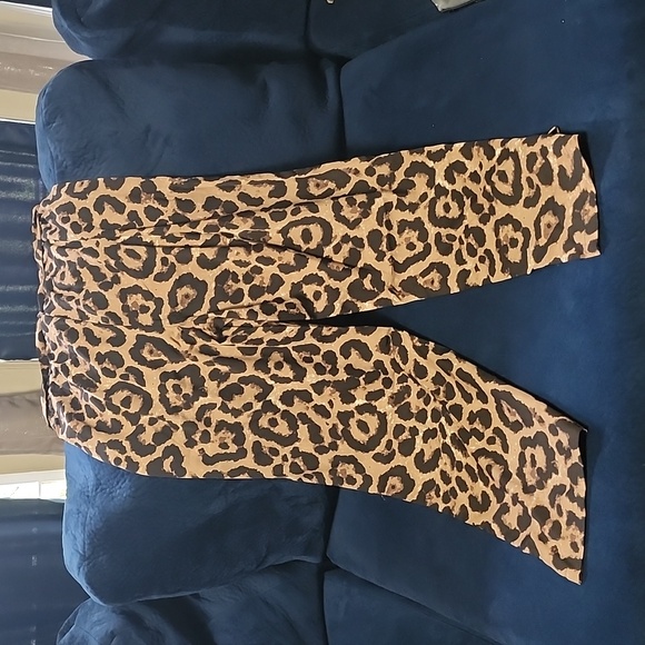 Brown Cheetah print rayon pants size L - Picture 4 of 4